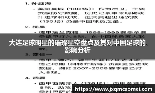 大连足球明星的璀璨星空盘点及其对中国足球的影响分析